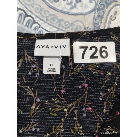 Ava & Viv Women's Size 1X Floral Puff sleeve Ribbed Casual Feminine Boho Dress‎ - Picture 9 of 11